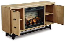 Load image into Gallery viewer, Freslowe Light Brown/Black TV Stand with Electric Fireplace