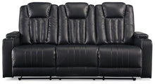 Load image into Gallery viewer, Center Point Black Reclining Sofa with Drop Down Table