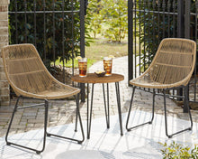 Load image into Gallery viewer, Coral Sand Light Brown/Black Outdoor Chairs with Table Set (Set of 3)