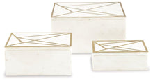 Load image into Gallery viewer, Ackley White/Brass Finish Box (Set of 3)