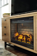 Load image into Gallery viewer, Freslowe Light Brown/Black TV Stand with Electric Fireplace