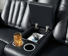 Load image into Gallery viewer, Center Point Black Reclining Loveseat with Console