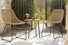 Load image into Gallery viewer, Coral Sand Light Brown/Black Outdoor Chairs with Table Set (Set of 3)
