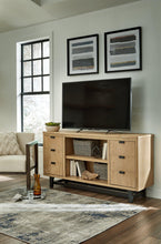 Load image into Gallery viewer, Freslowe Light Brown/Black Large TV Stand