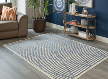 Load image into Gallery viewer, Finnlett Cream/Blue 5'3" x 7' Rug