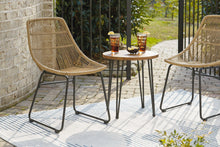 Load image into Gallery viewer, Coral Sand Light Brown/Black Outdoor Chairs with Table Set (Set of 3)