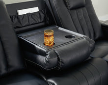 Load image into Gallery viewer, Center Point Black Reclining Sofa with Drop Down Table
