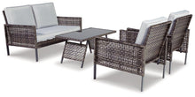 Load image into Gallery viewer, Lainey Two-tone Gray Outdoor Love/Chairs/Table Set (Set of 4)