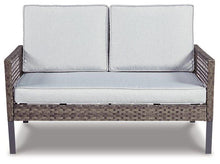 Load image into Gallery viewer, Lainey Two-tone Gray Outdoor Love/Chairs/Table Set (Set of 4)
