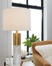 Load image into Gallery viewer, Samney Gold Finish/White Table Lamp (Set of 2)