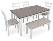 Load image into Gallery viewer, Stonehollow White/Gray Dining Table and Chairs with Bench (Set of 6)