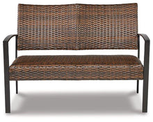 Load image into Gallery viewer, Zariyah Dark Brown Outdoor Love/Chairs/Table Set (Set of 4)