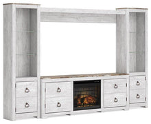 Load image into Gallery viewer, Willowton 4-Piece Entertainment Center with Electric Fireplace