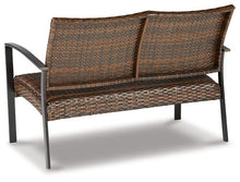 Load image into Gallery viewer, Zariyah Dark Brown Outdoor Love/Chairs/Table Set (Set of 4)