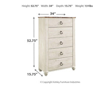 Load image into Gallery viewer, Willowton - Five Drawer Chest