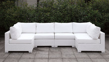 Load image into Gallery viewer, Somani Light Gray Wicker/Ivory Cushion L-Sectional + Coffee Table