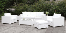 Load image into Gallery viewer, Somani Light Gray Wicker/Ivory Cushion Sofa + 2 Chairs + 2 End Tables + Coffee Table
