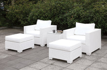 Load image into Gallery viewer, Somani Light Gray Wicker/Ivory Cushion 2 Chairs + 2 Ottomans + End Table