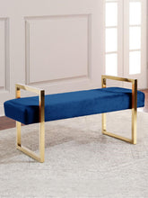 Load image into Gallery viewer, Olivia Navy Velvet Bench