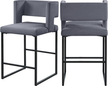 Load image into Gallery viewer, Caleb Grey Velvet Counter Stool