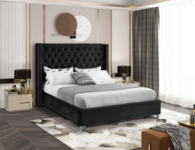 Load image into Gallery viewer, Aiden Black Velvet Queen Bed