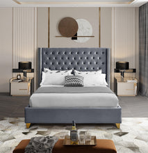 Load image into Gallery viewer, Barolo Grey Velvet Queen Bed