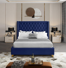 Load image into Gallery viewer, Barolo Navy Velvet King Bed