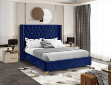 Load image into Gallery viewer, Barolo Navy Velvet King Bed