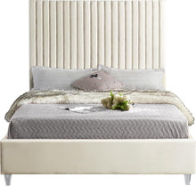 Load image into Gallery viewer, Candace Cream Velvet Full Bed