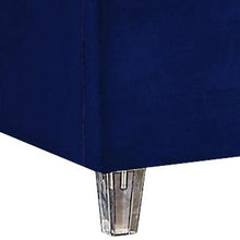Load image into Gallery viewer, Candace Navy Velvet Twin Bed