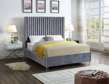 Load image into Gallery viewer, Candace Grey Velvet King Bed