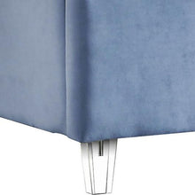 Load image into Gallery viewer, Candace Sky Blue Velvet Queen Bed
