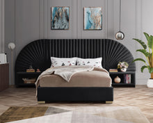 Load image into Gallery viewer, Cleo Black Velvet Queen Bed (3 Boxes)