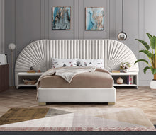 Load image into Gallery viewer, Cleo Cream Velvet Queen Bed (3 Boxes)