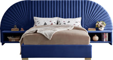 Load image into Gallery viewer, Cleo Navy Velvet Queen Bed (3 Boxes)