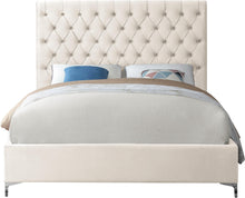 Load image into Gallery viewer, Cruz Cream Velvet Queen Bed