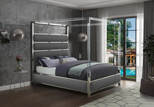 Load image into Gallery viewer, Encore Grey Faux Leather Queen Bed (4 Boxes)