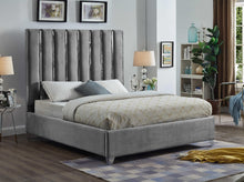 Load image into Gallery viewer, Enzo Grey Velvet Queen Bed