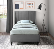 Load image into Gallery viewer, Eva Grey Velvet Twin Bed