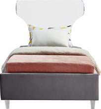 Load image into Gallery viewer, Ghost Grey Velvet Twin Bed