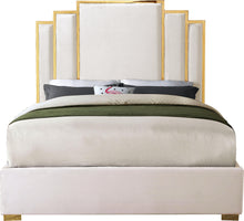 Load image into Gallery viewer, Hugo Cream Velvet King Bed