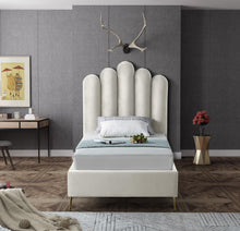 Load image into Gallery viewer, Lily Cream Velvet Twin Bed