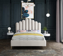 Load image into Gallery viewer, Lily Cream Velvet Queen Bed