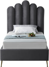 Load image into Gallery viewer, Lily Grey Velvet Twin Bed