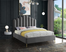 Load image into Gallery viewer, Lily Grey Velvet Queen Bed
