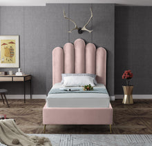 Load image into Gallery viewer, Lily Pink Velvet Twin Bed