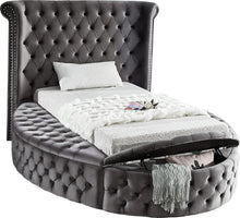 Load image into Gallery viewer, Luxus Grey Velvet Twin Bed (3 Boxes)