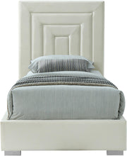 Load image into Gallery viewer, Nora Cream Velvet Twin Bed