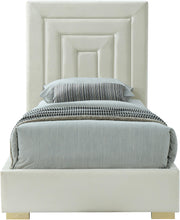 Load image into Gallery viewer, Nora Cream Velvet Twin Bed