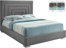 Load image into Gallery viewer, Nora Grey Velvet Queen Bed